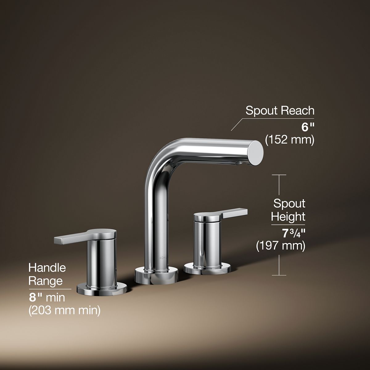 3/4 view of product with dimensions
