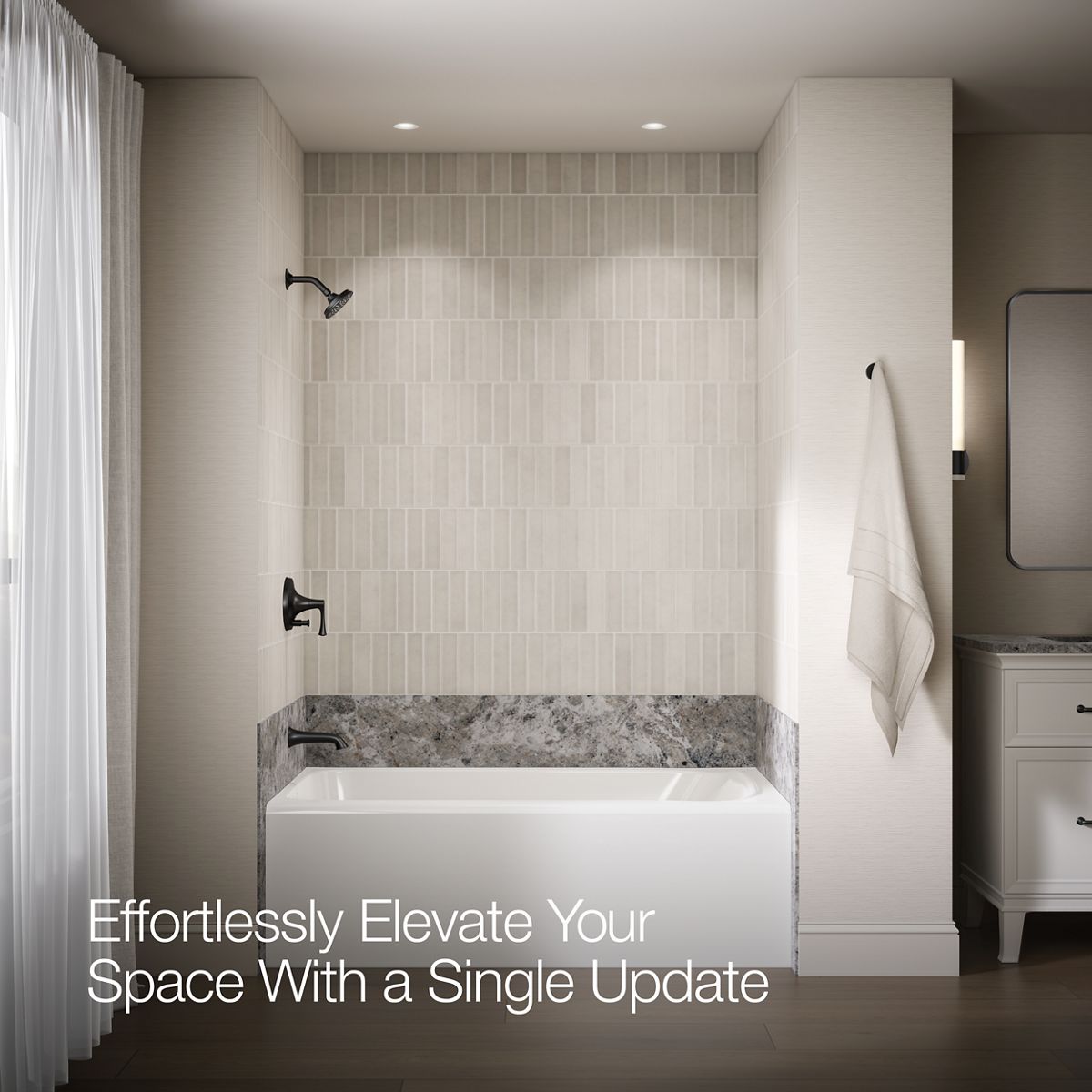 Up to 2 walls & multiple product categories visible, 1-point perspective