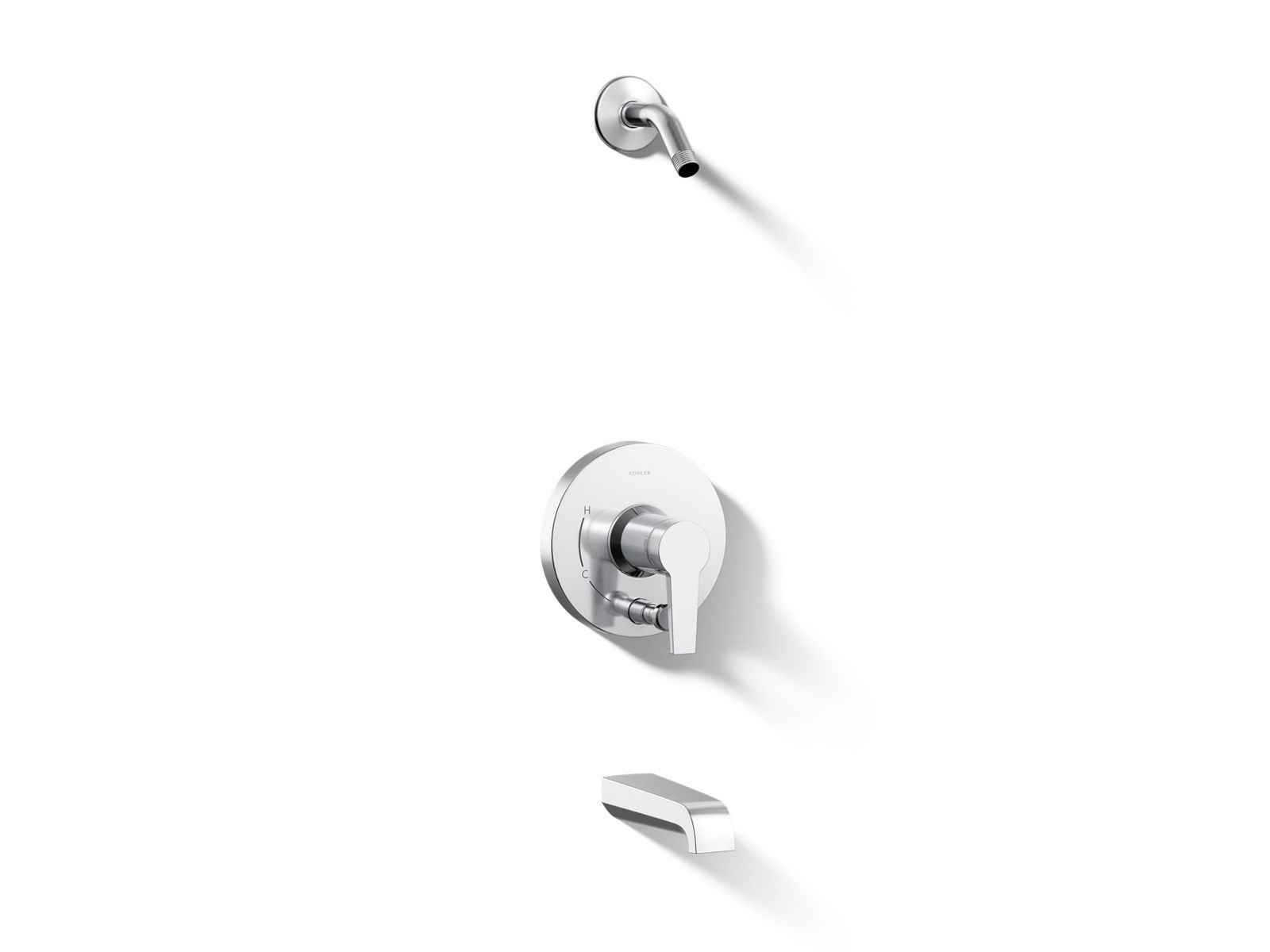 Pitch® Rite-Temp® bath and shower trim kit with push-button diverter, without showerhead