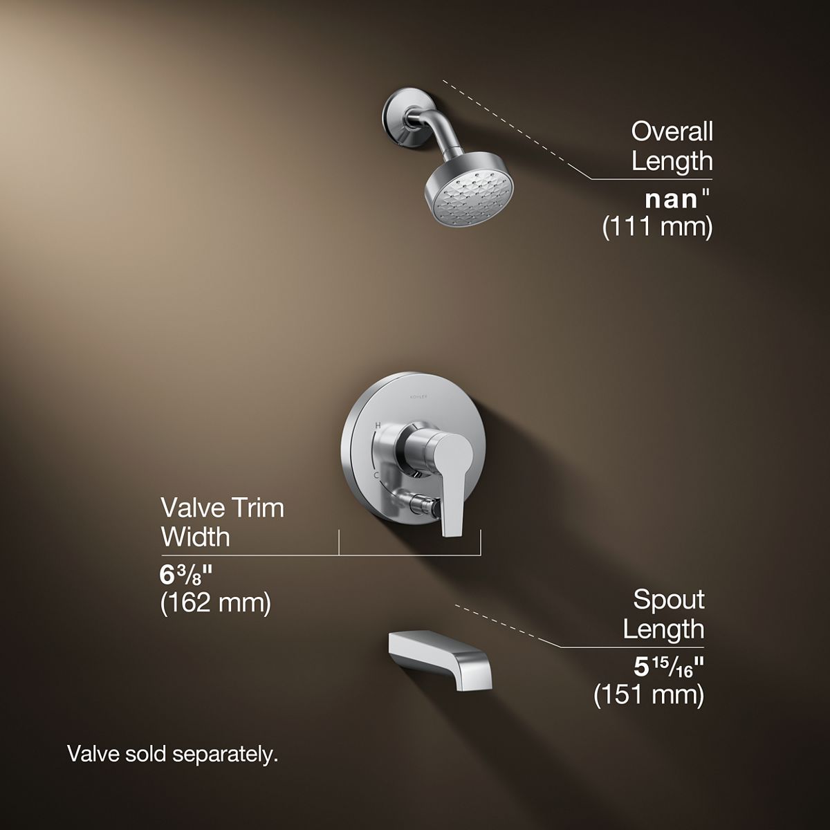 3/4 view of product with dimensions