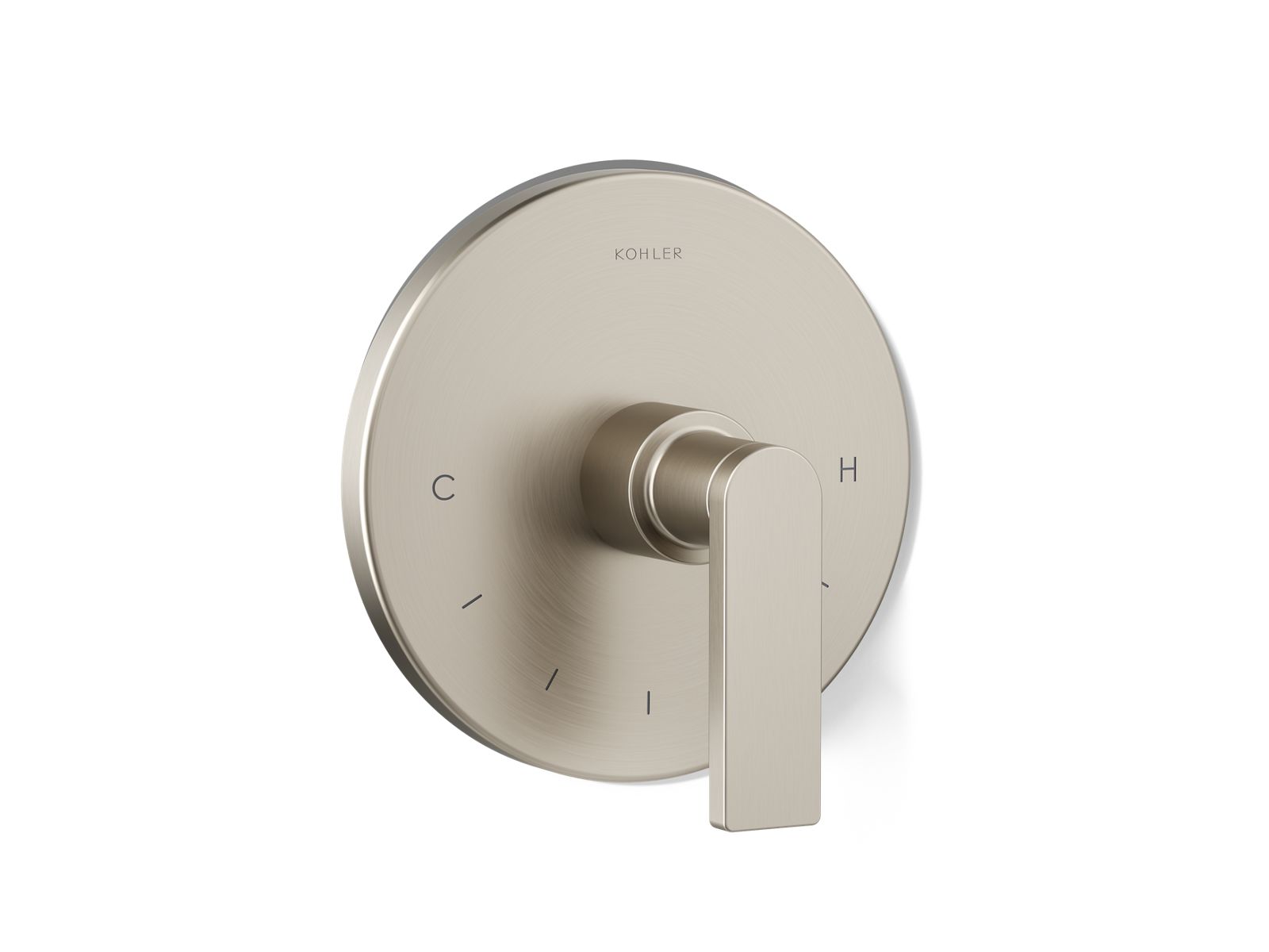 Composed MasterShower temperature control valve trim with lever handle