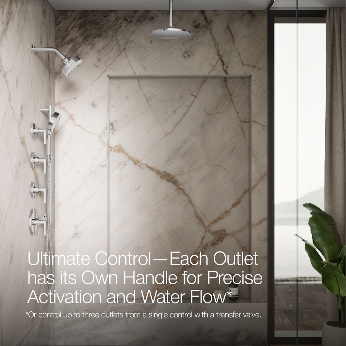 Up to 2 walls & multiple product categories visible, 1-point perspective