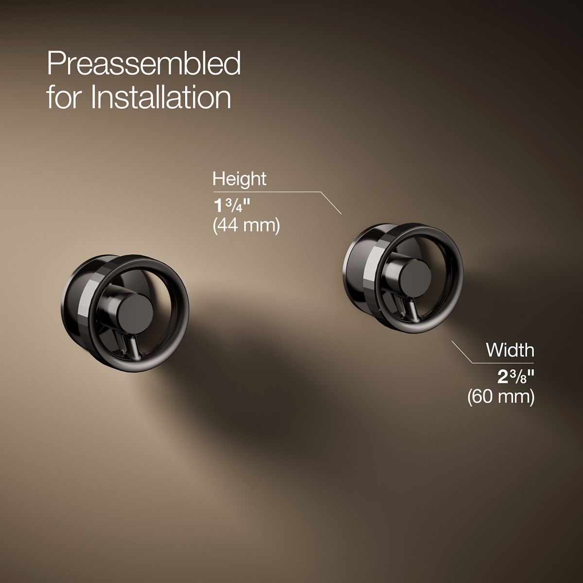 3/4 view of product with dimensions