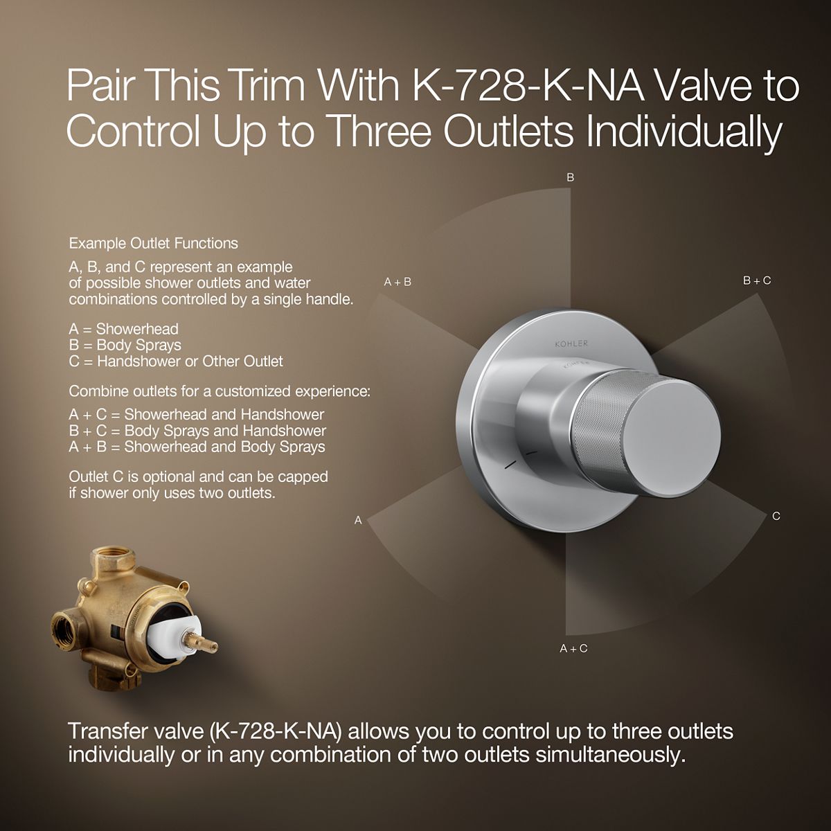KOHLER | K-T78026-8 | Components Transfer Valve Trim, Oyl Handle