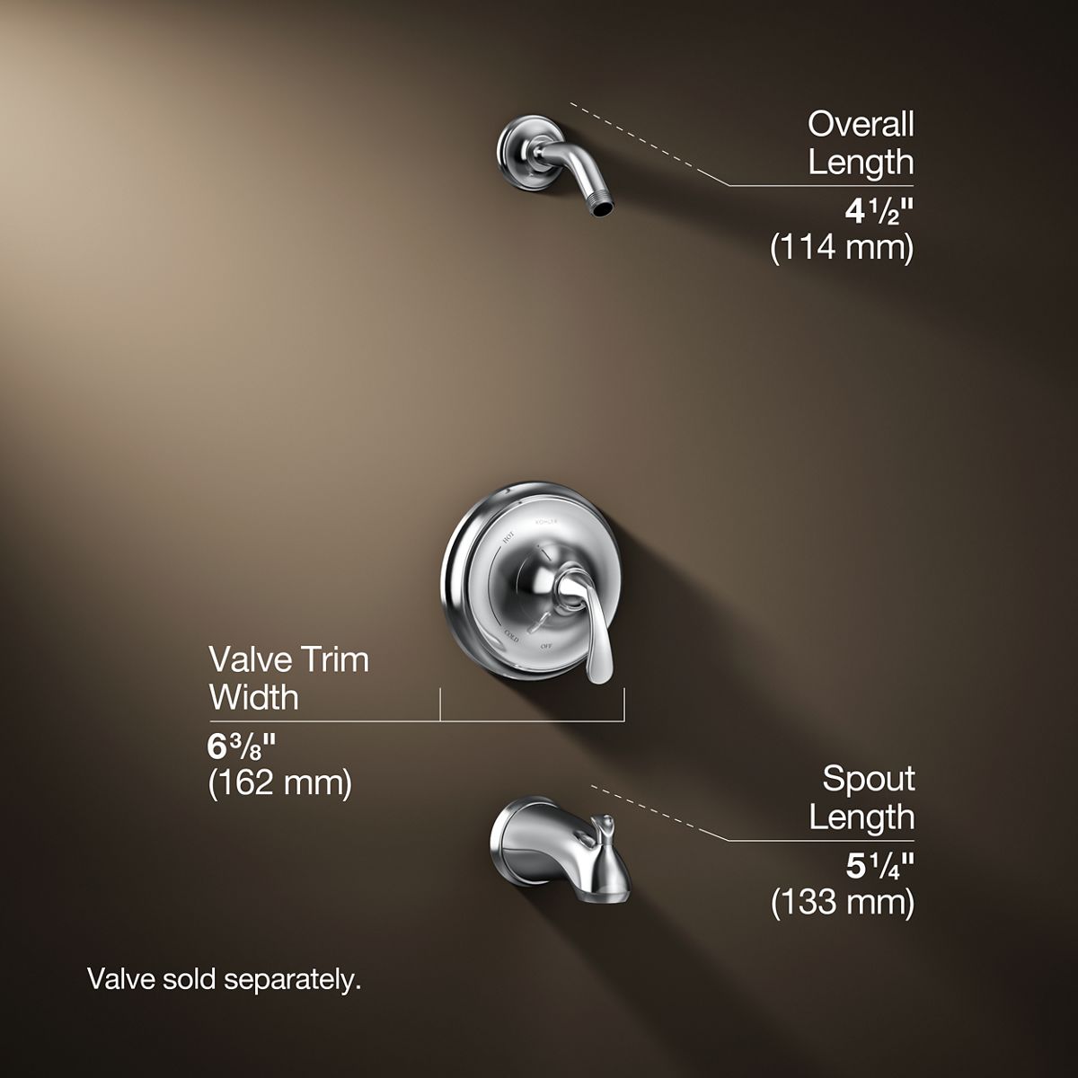 3/4 view of product with dimensions