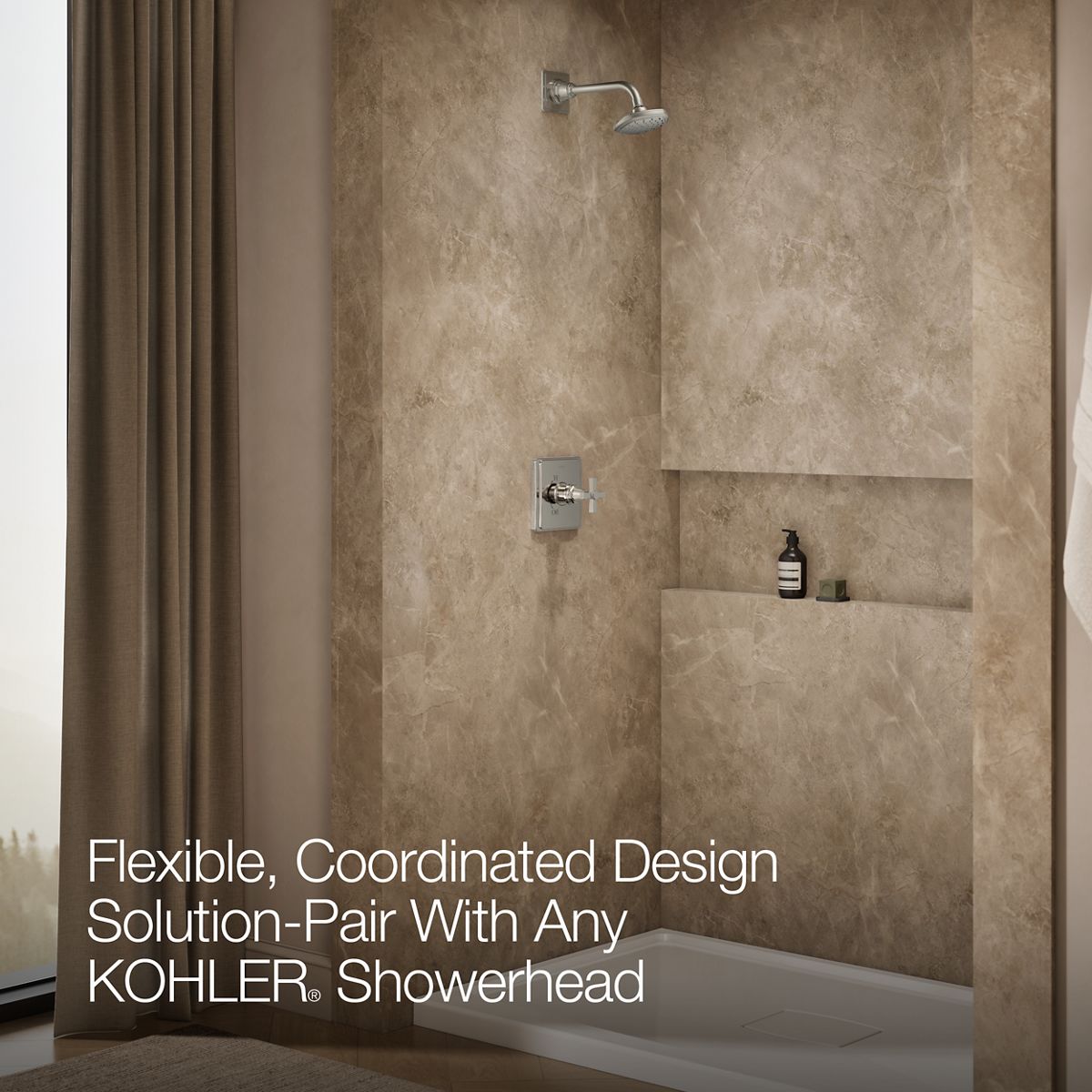 Pinstripe Pure Rite-Temp Shower Trim Kit with Cross Handle