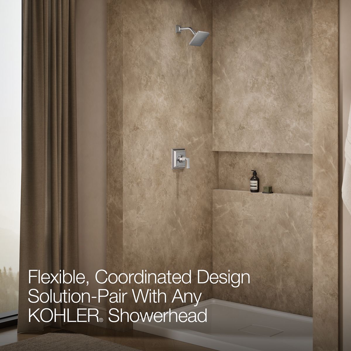 Up to 2 walls & multiple product categories visible, 2-point perspective