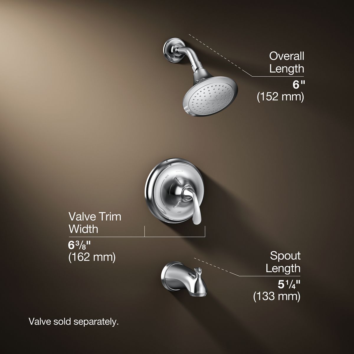 3/4 view of product with dimensions