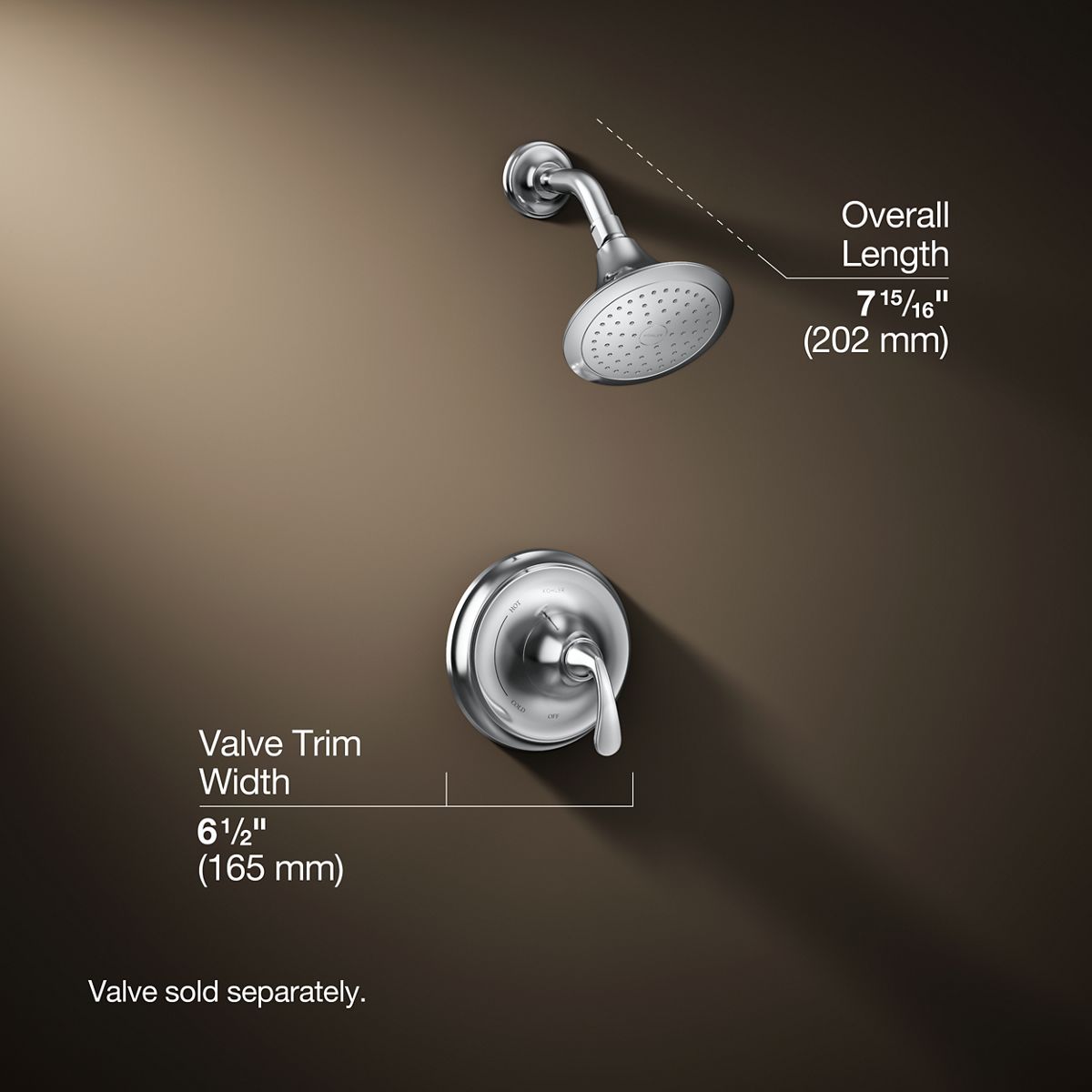3/4 view of product with dimensions