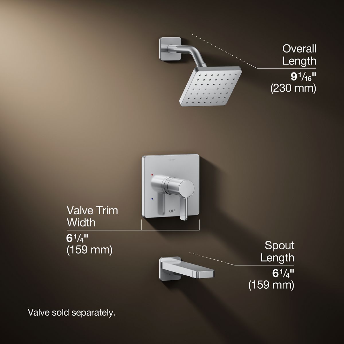 3/4 view of product with dimensions