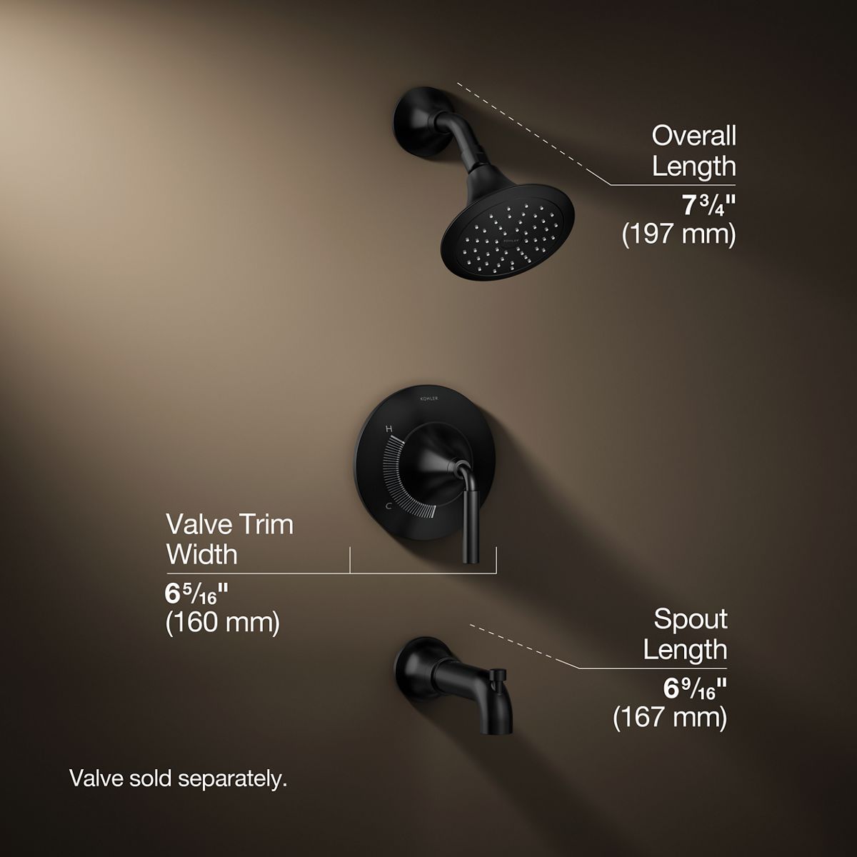 3/4 view of product with dimensions