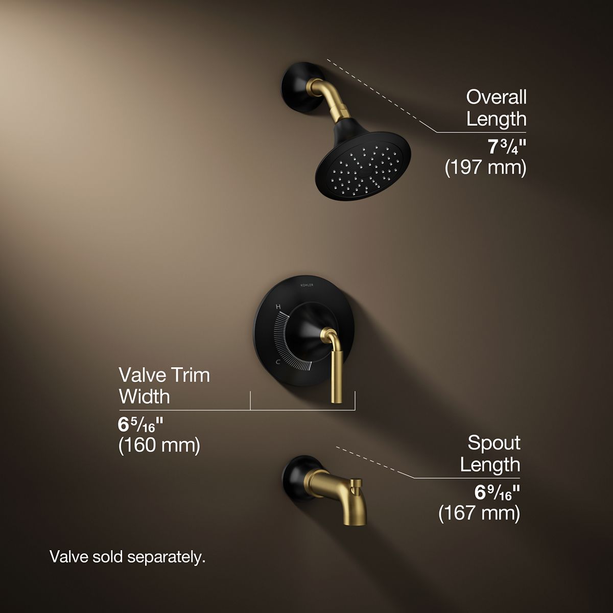 3/4 view of product with dimensions