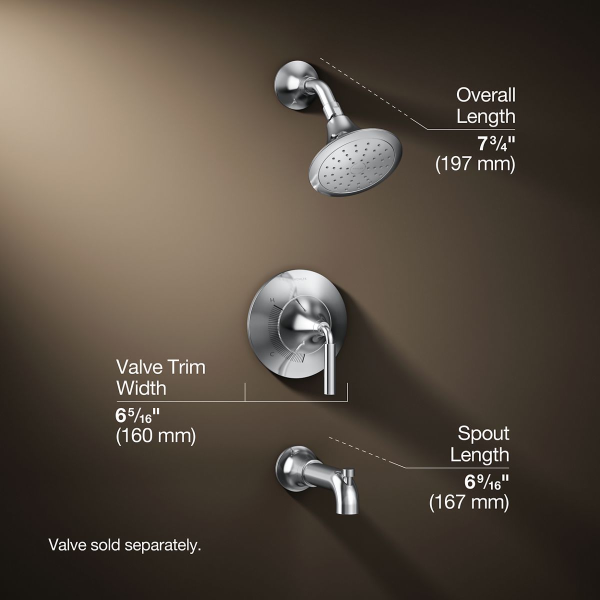 3/4 view of product with dimensions