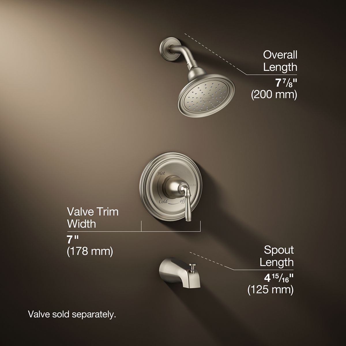 3/4 view of product with dimensions