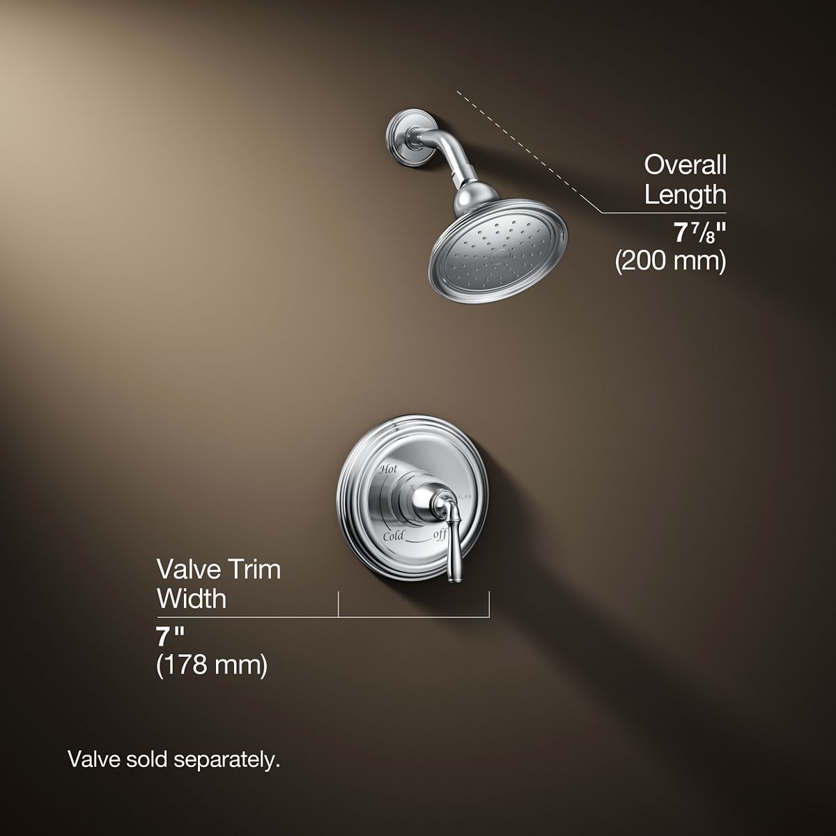 3/4 view of product with dimensions