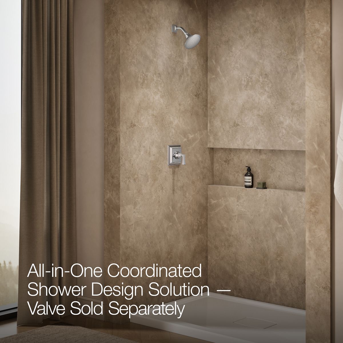 Up to 2 walls & multiple product categories visible, 2-point perspective