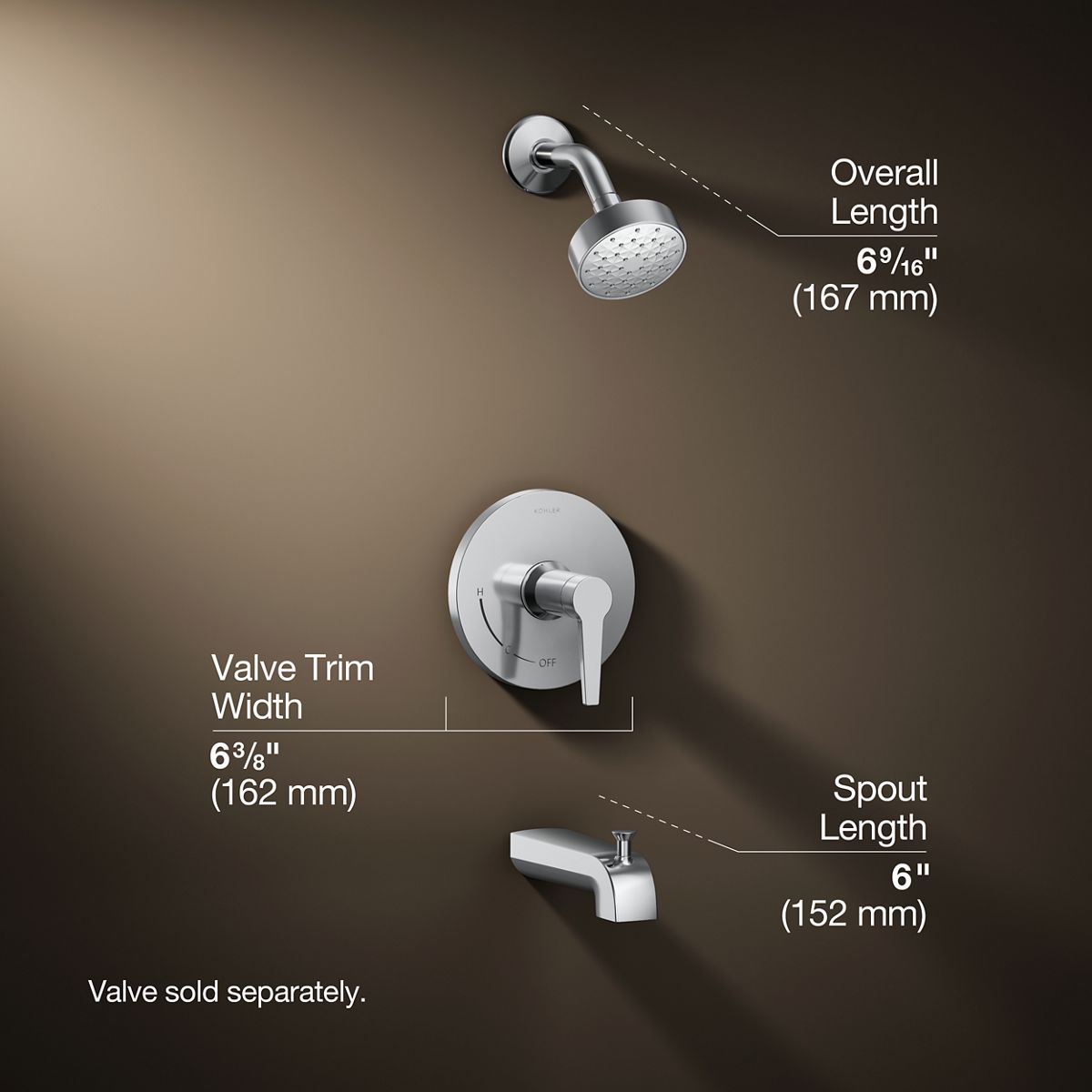 3/4 view of product with dimensions