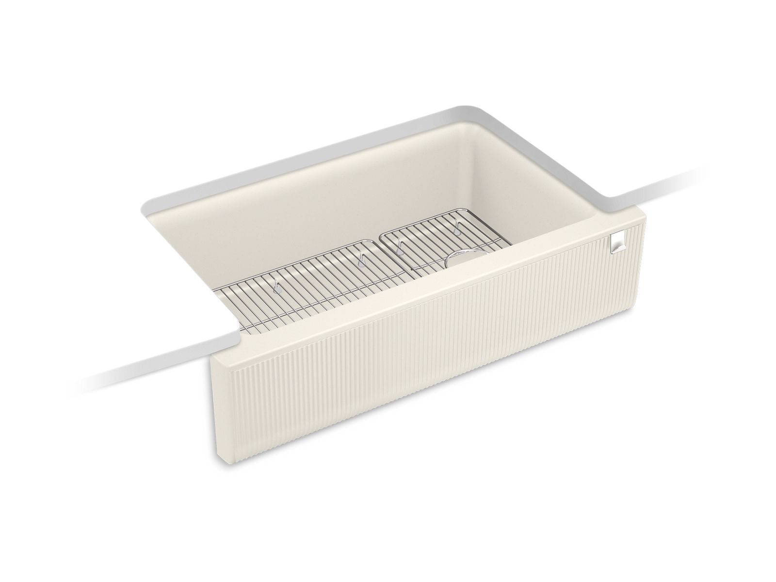 Cairn® 34" undermount single-bowl farmhouse kitchen sink with fluted design