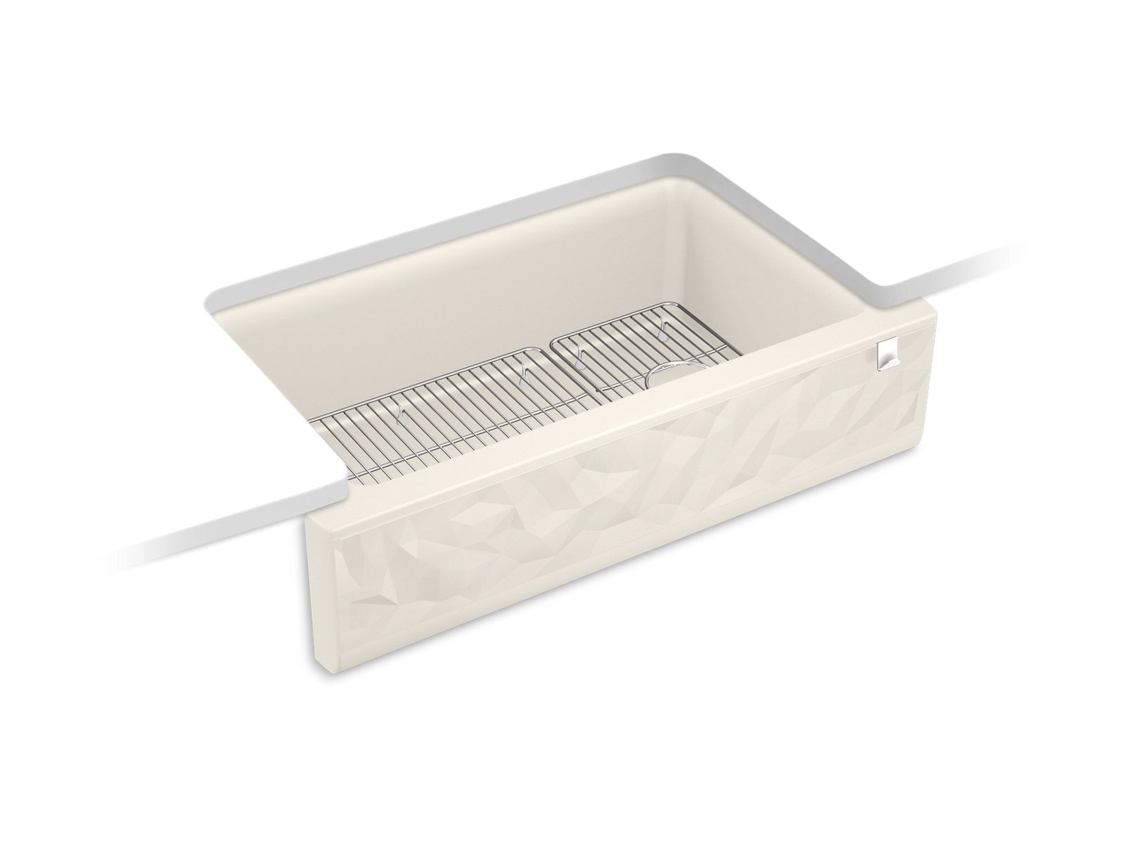 Cairn® 34" undermount single-bowl farmhouse kitchen sink with faceted design