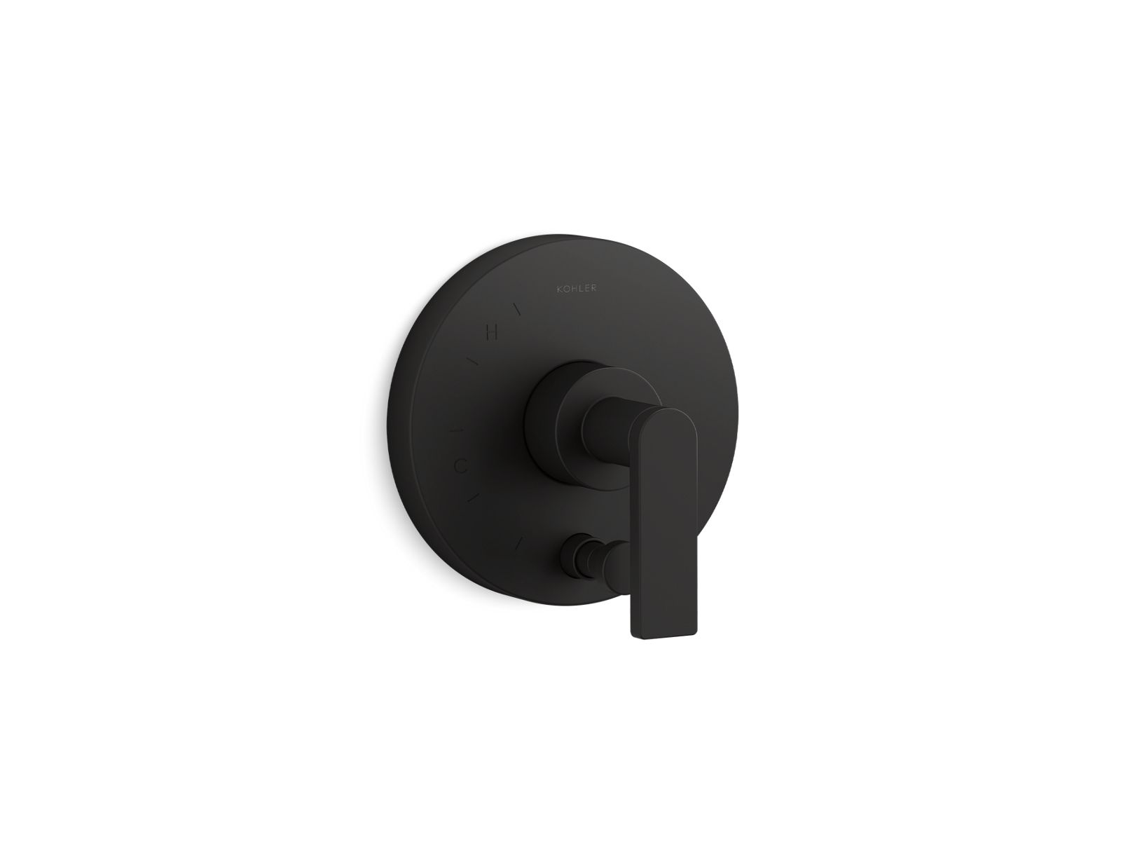 Composed Rite-Temp valve trim with push-button diverter and lever handle