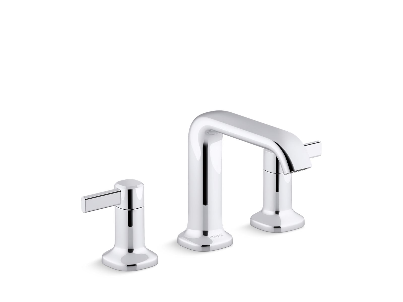 Kohler Co., Faucet, The Ashan™ widespread bathroom sink faucet exudes a casual warmth with a soft square profile and