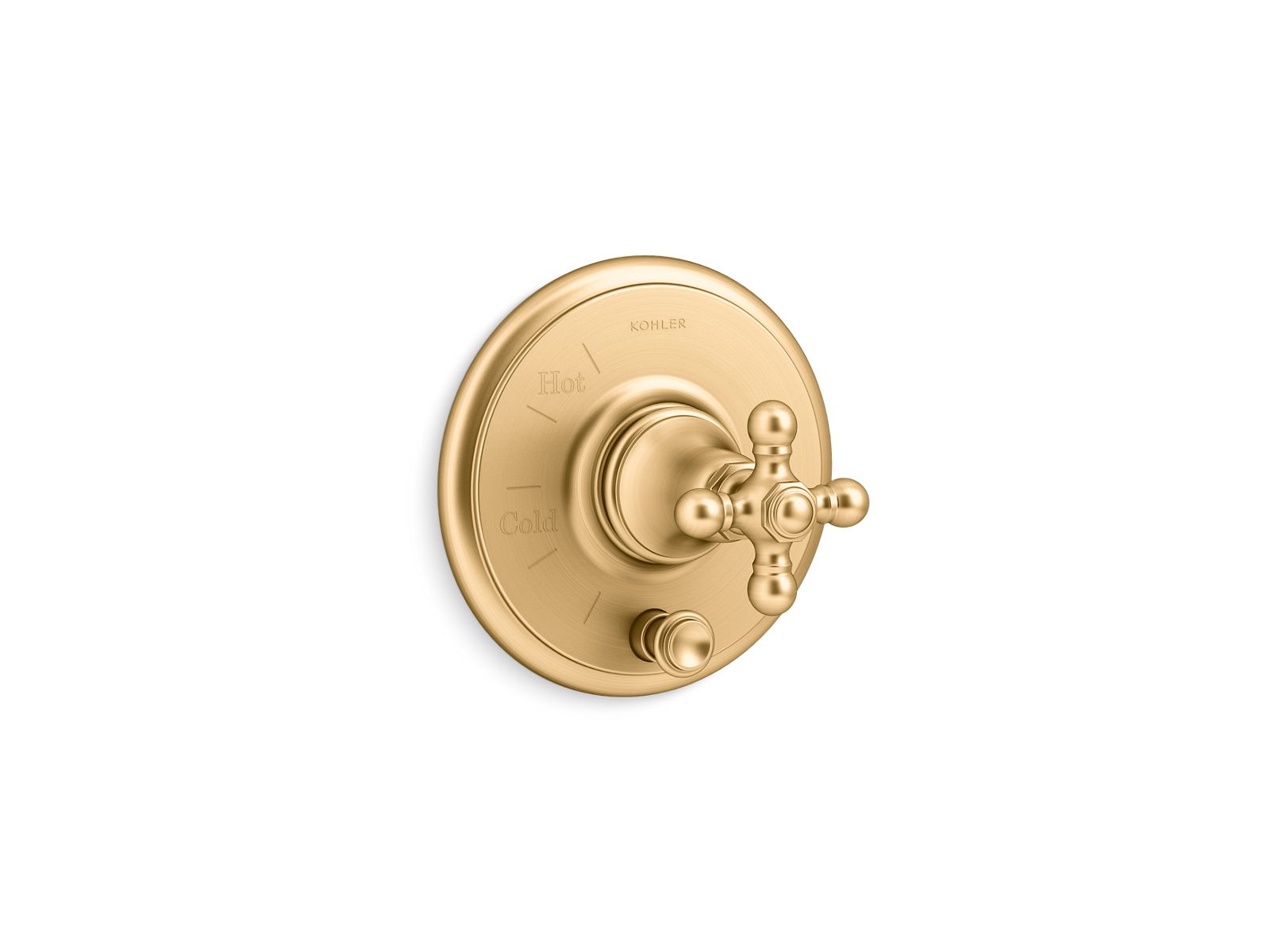 Artifacts Rite-Temp valve trim with push-button diverter and cross handle