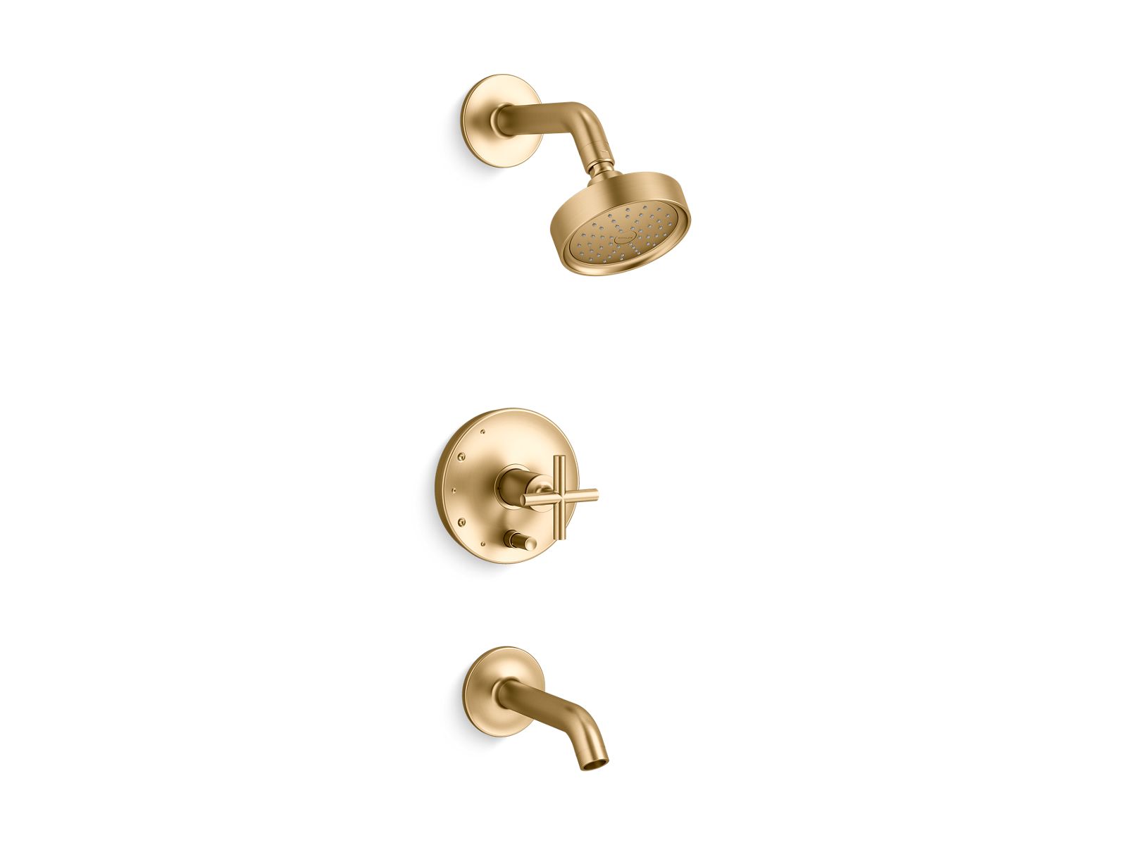 Purist Rite-Temp bath and shower trim kit with push-button diverter and cross handle, 1.75 gpm