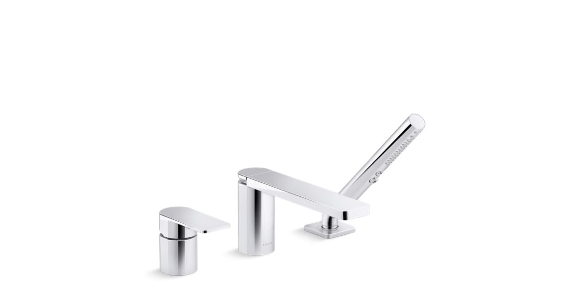 Parallel SingleHandle DeckMount Bath Faucet With Handshower K23488