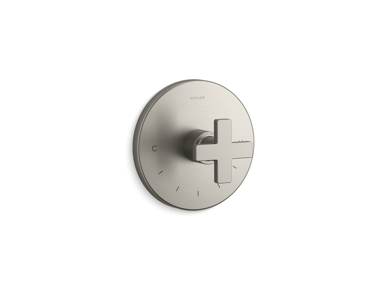 Composed MasterShower temperature control valve trim with cross handle
