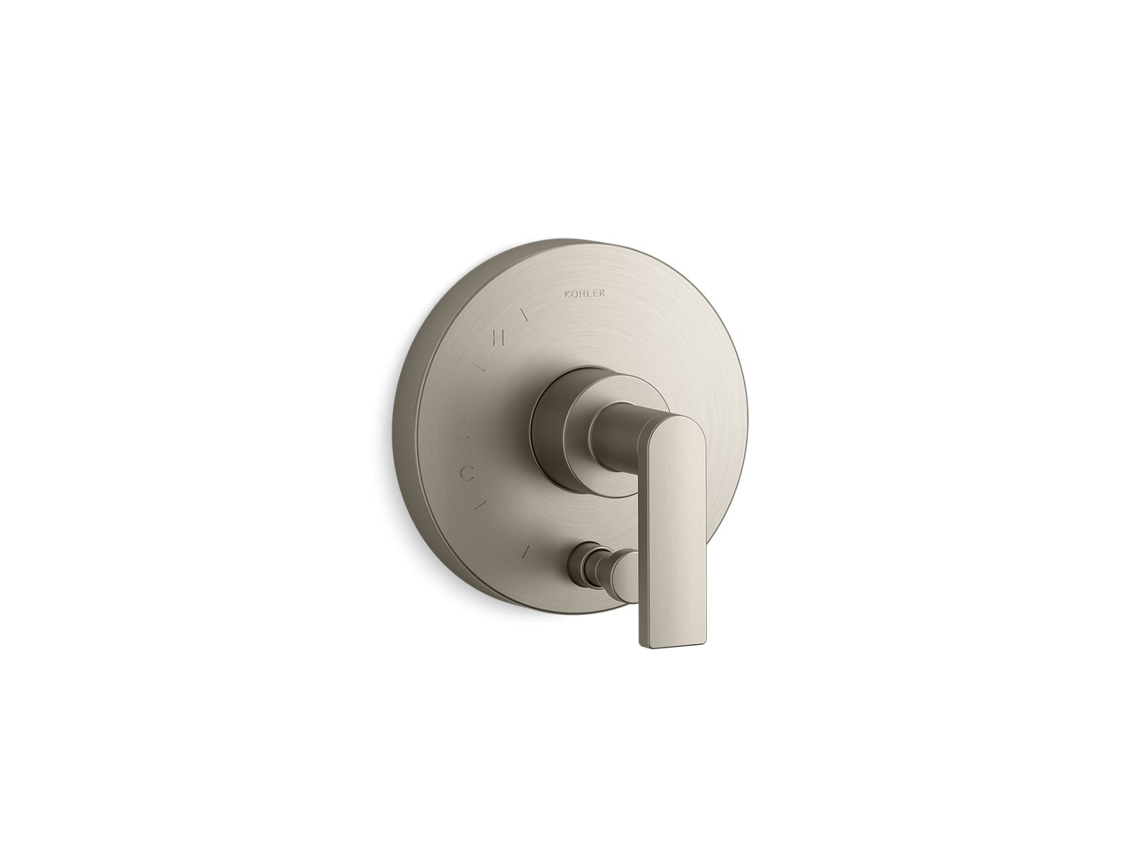 Composed Rite-Temp valve trim with push-button diverter and lever handle