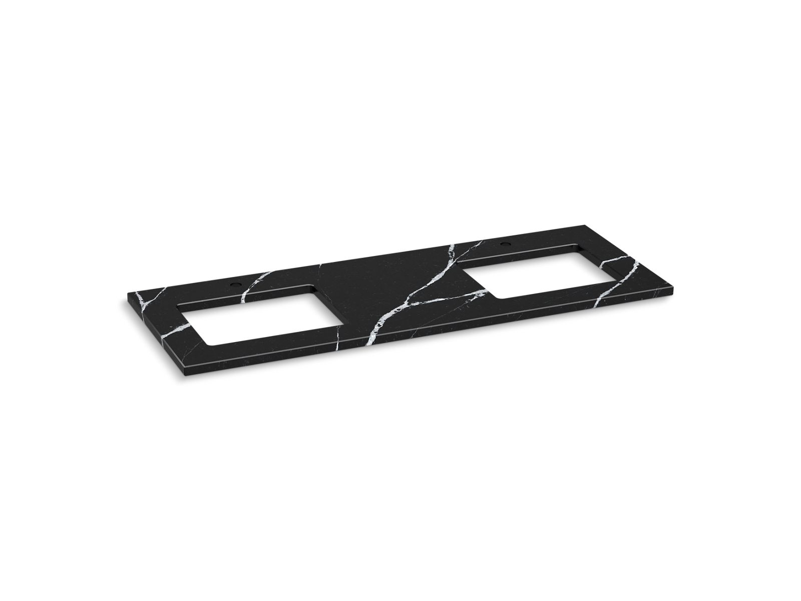 Silestone 61" quartz vanity top with two rectangular cutouts