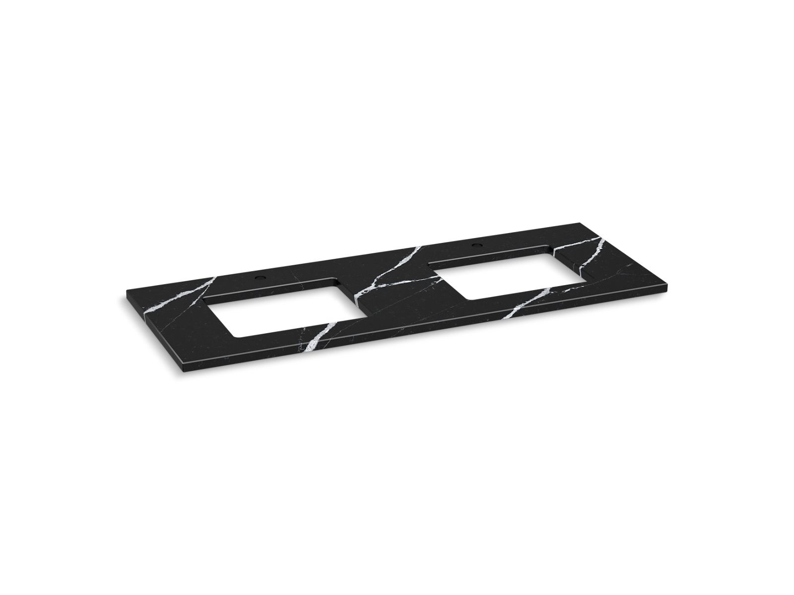 Silestone 61" quartz vanity top with two rectangular cutouts
