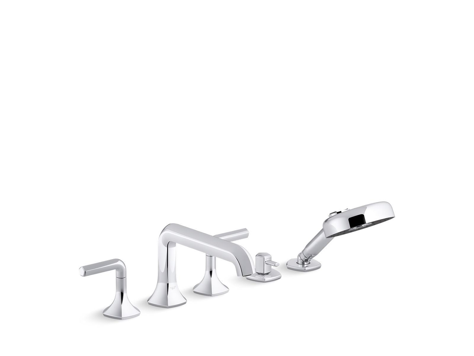 Occasion™ Deck-mount bath faucet with handshower, Straight spout, lever ...
