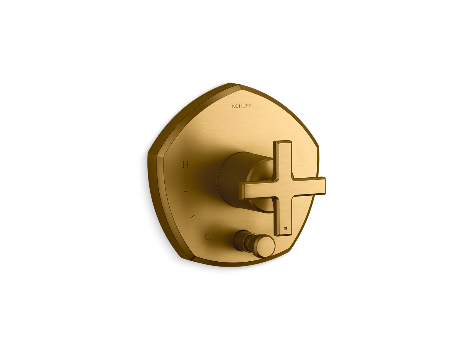 Occasion Rite-Temp valve trim with push-button diverter and cross handle