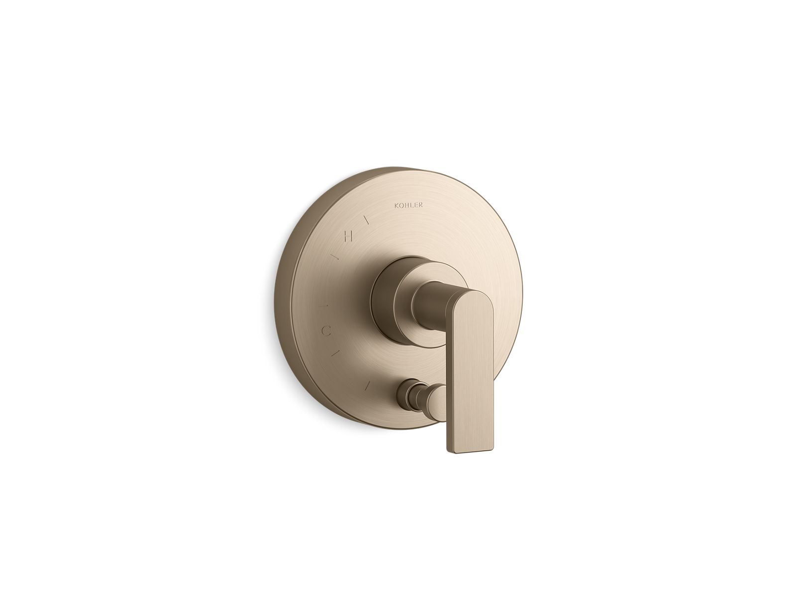Composed Rite-Temp valve trim with push-button diverter and lever handle