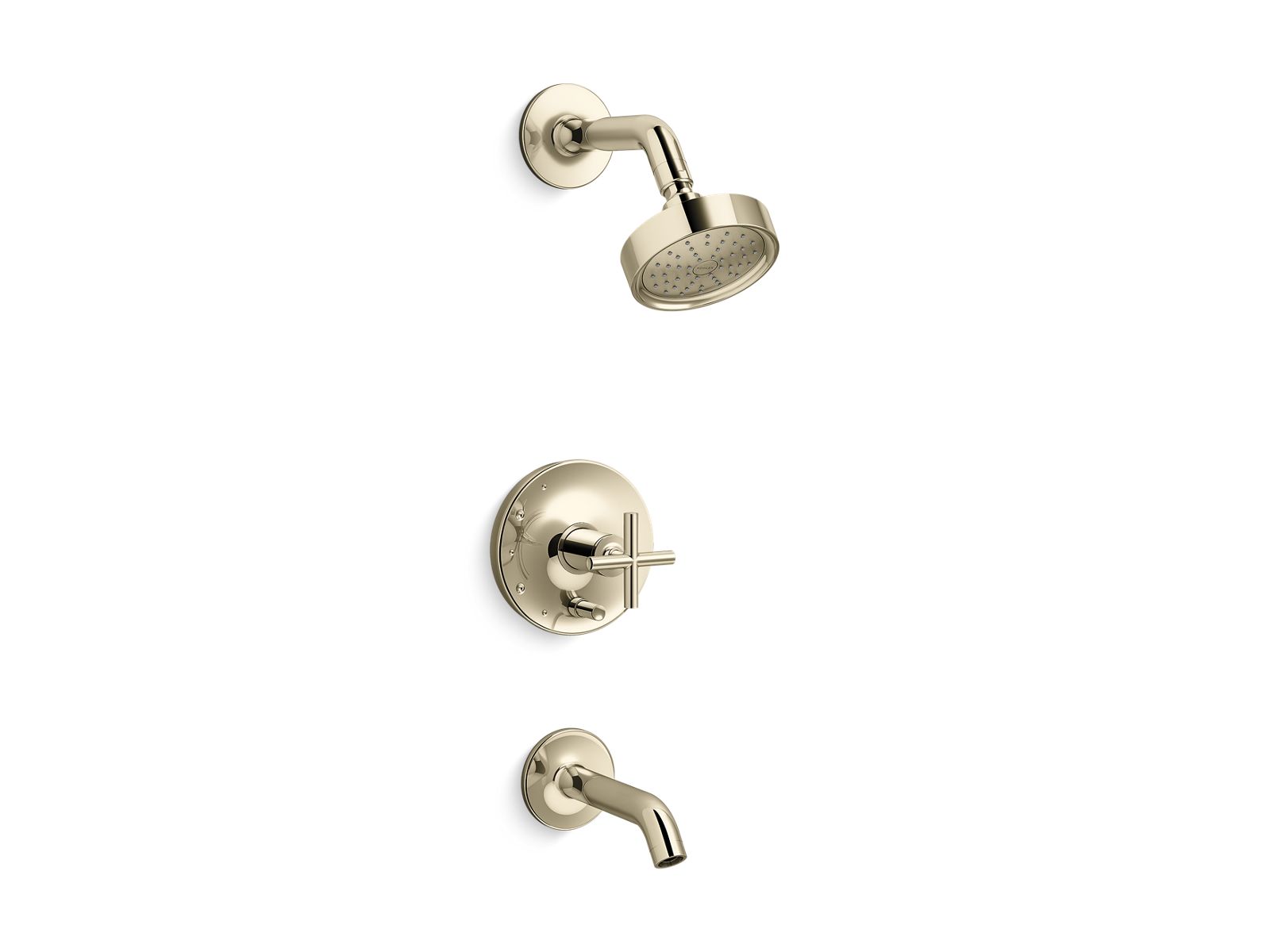 Purist Rite-Temp bath and shower trim kit with push-button diverter and cross handle, 1.75 gpm