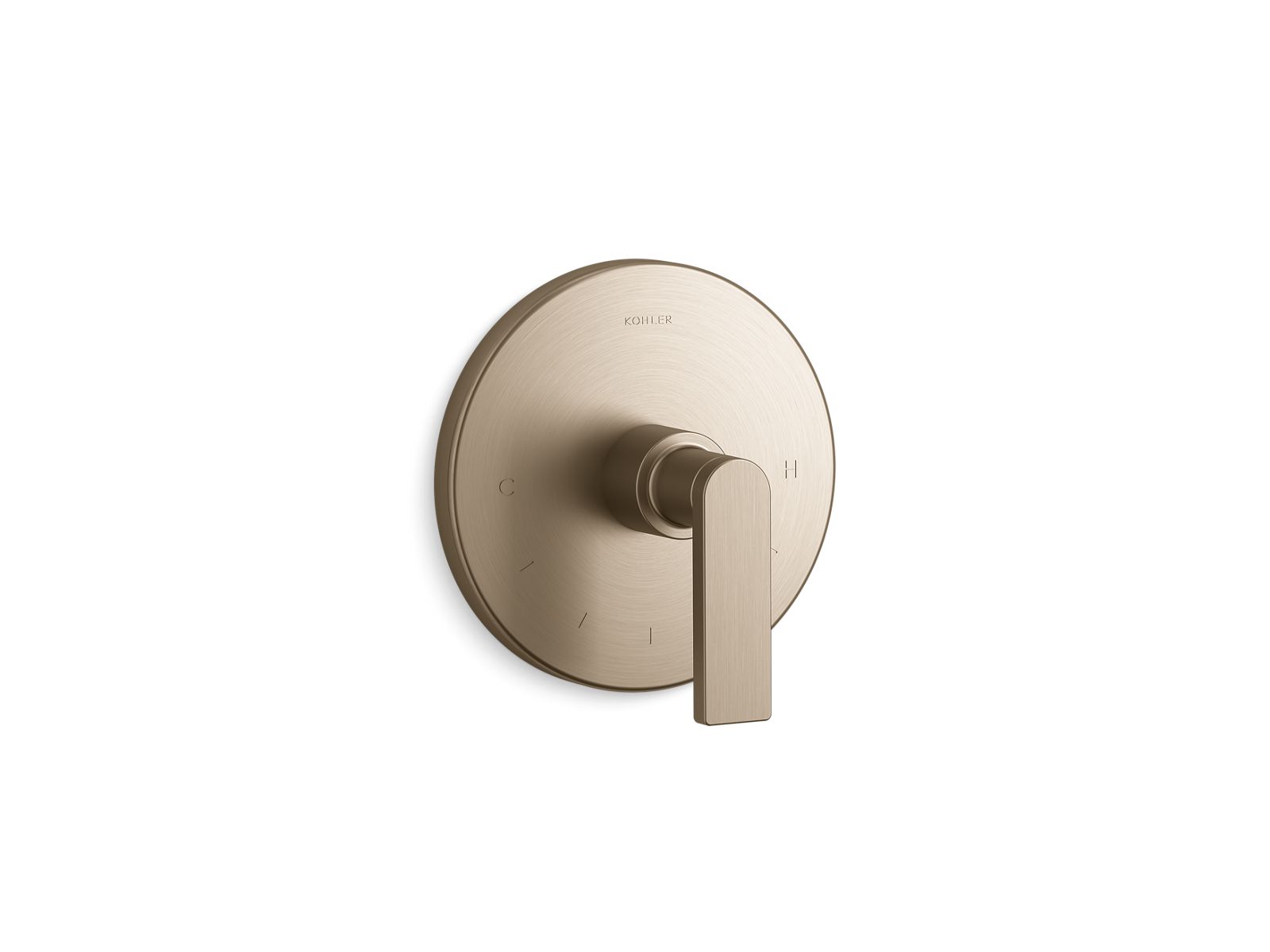 Composed MasterShower temperature control valve trim with lever handle