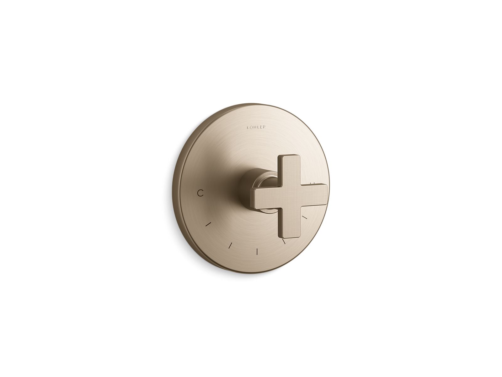 Composed MasterShower temperature control valve trim with cross handle