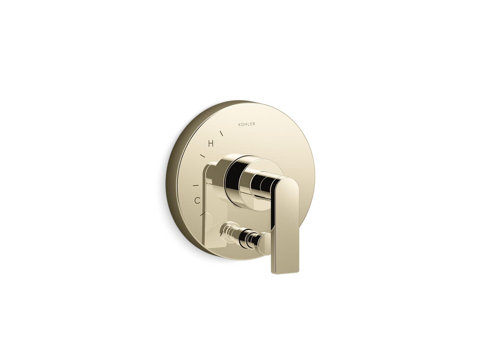 Composed Rite-Temp valve trim with push-button diverter and lever handle
