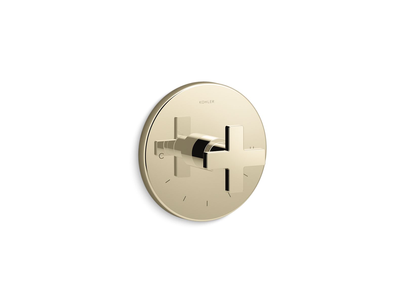 Composed MasterShower temperature control valve trim with cross handle