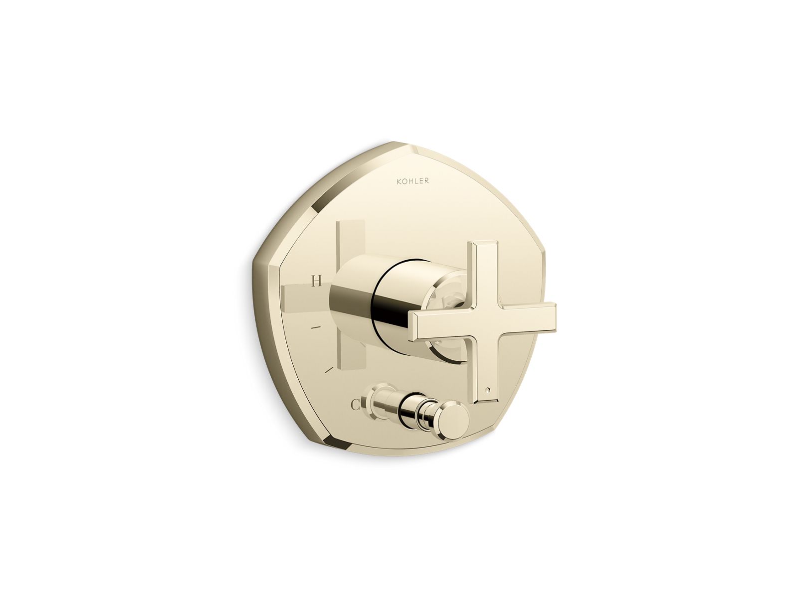 Occasion Rite-Temp valve trim with push-button diverter and cross handle
