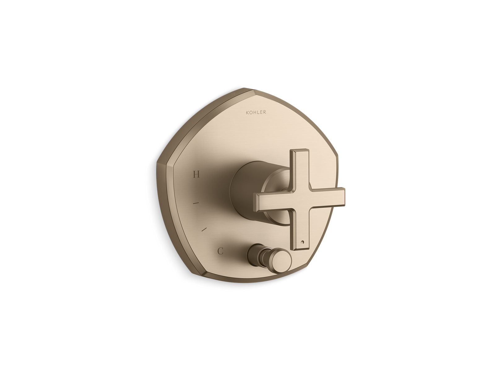 Occasion Rite-Temp valve trim with push-button diverter and cross handle