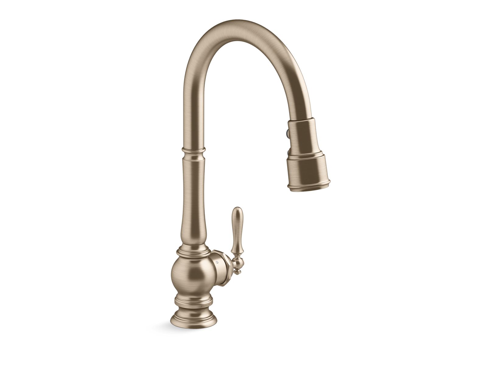 Artifacts Touchless pull-down kitchen sink faucet with three-function sprayhead