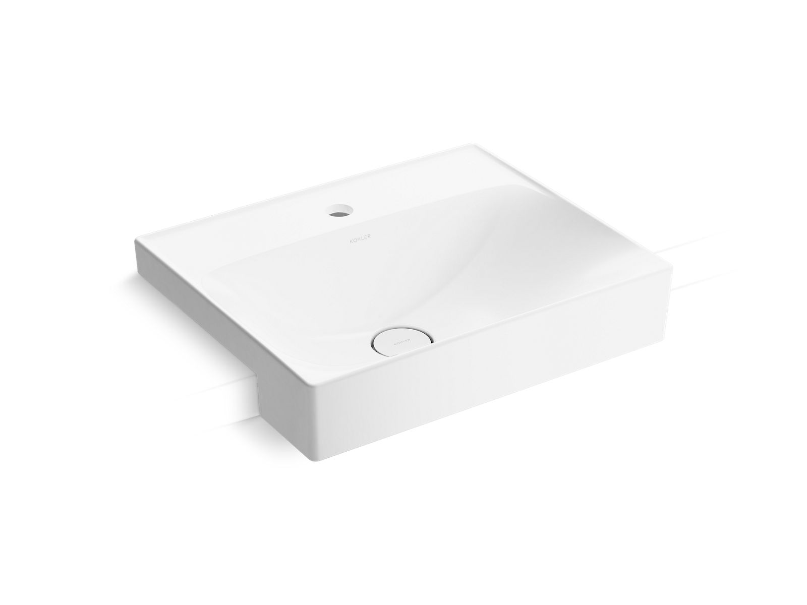 Forefront™ 500 mm Rectangle semi-recessed bathroom sink with deck ...