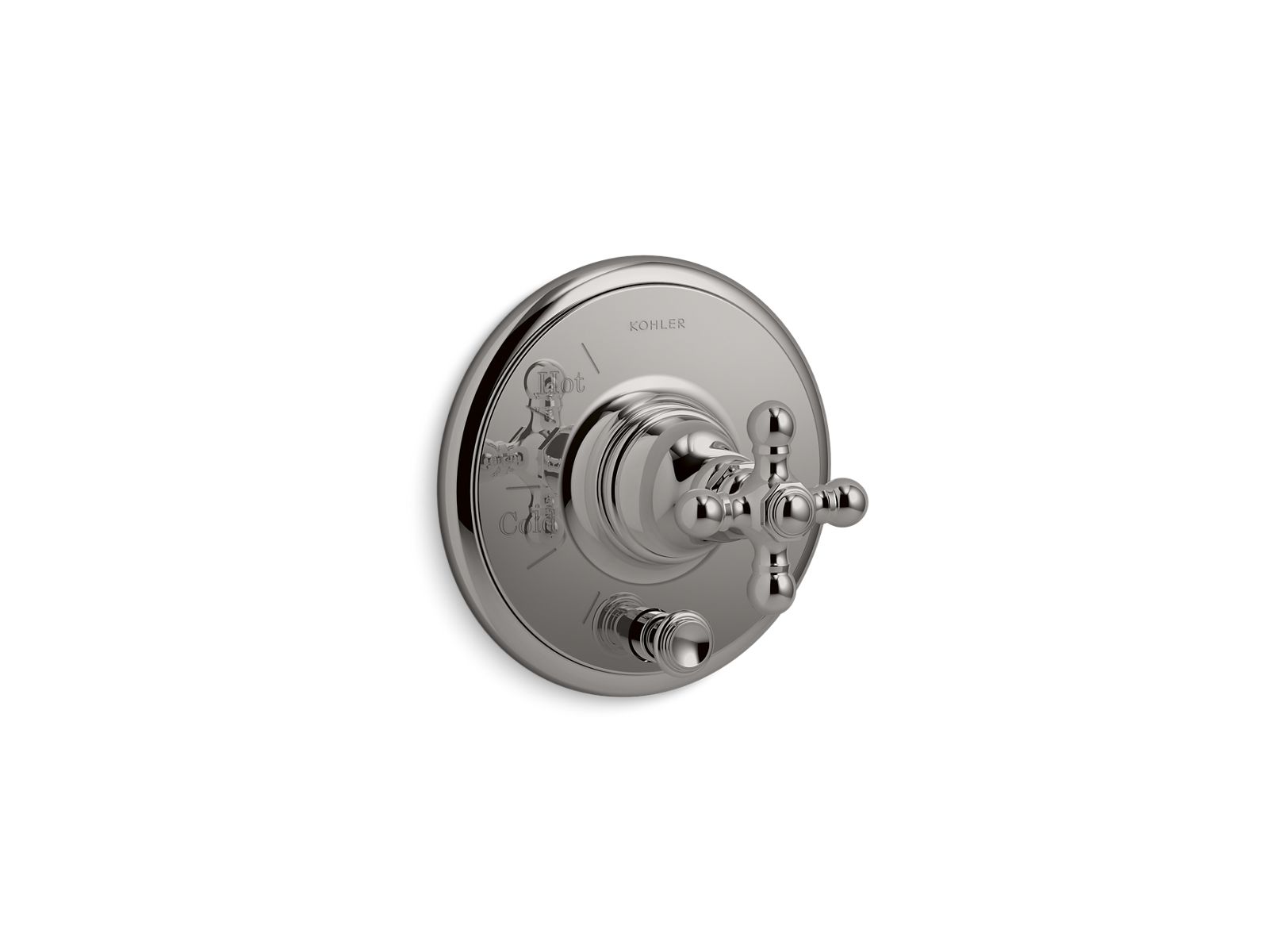 Artifacts Rite-Temp valve trim with push-button diverter and cross handle