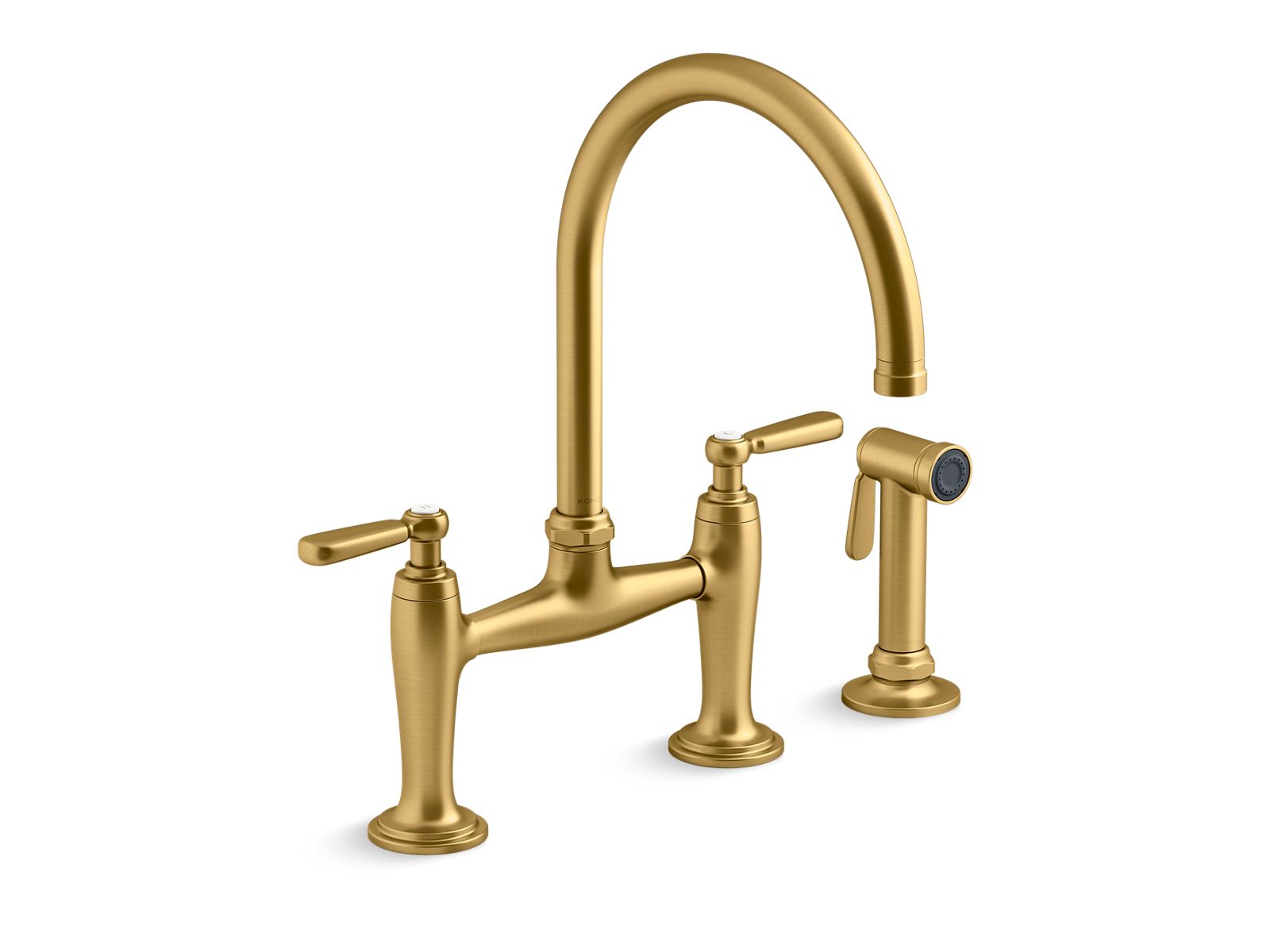 Edalyn by Studio McGee Two-hole bridge kitchen sink faucet with side sprayer