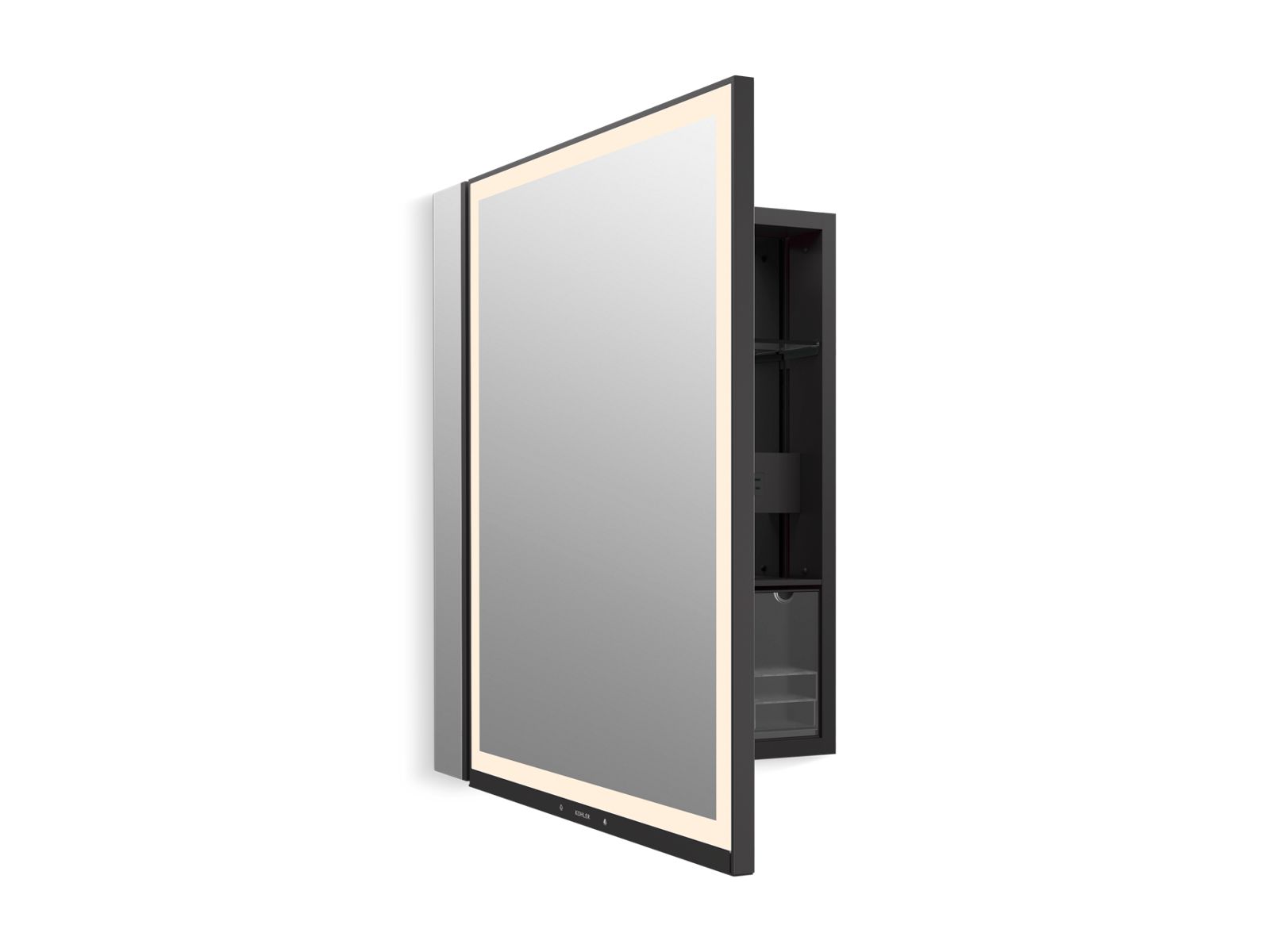 3/4 view of product with door open and light on