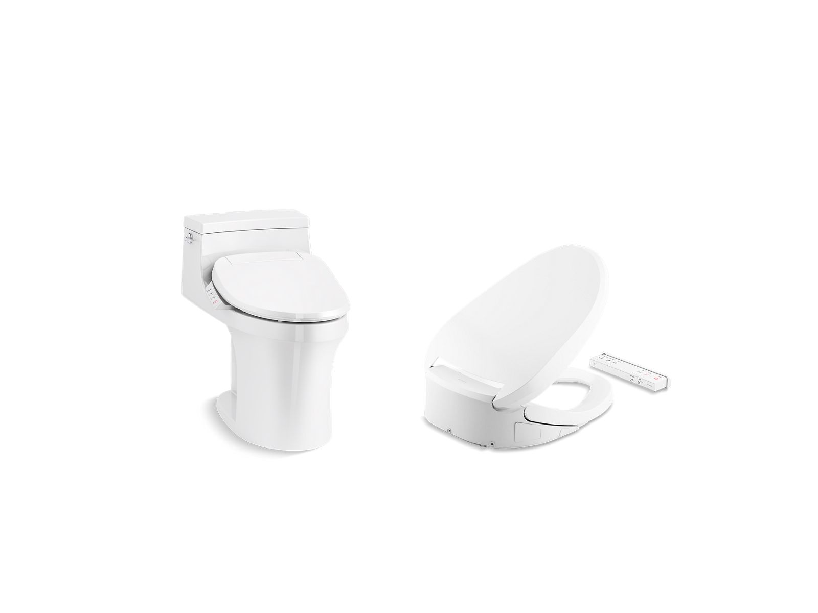  San Souci® one-piece compact toilet with concealed trapway and PureWash® E820 elongated bidet seat with remote control in White