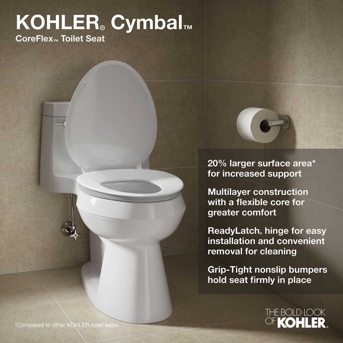 KOHLER | 57777-GCF | Cymbal™| ReadyLatch® Quiet-Close™ elongated
