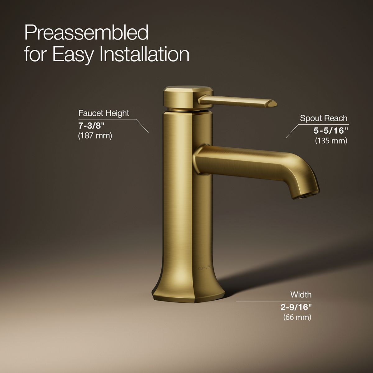 3/4 view of product with dimensions